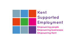 Kent Supported Employment logo. 9 coloured boxes stacked in rows of three all different colours. With Kent Support Employment, Empowering people, Empowering business, Empowering Kent written alongside. 