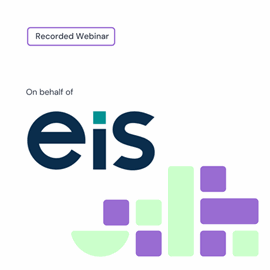 graphic with recorded webinar label, EIS logo, and abstract design of purple and light green blocks.