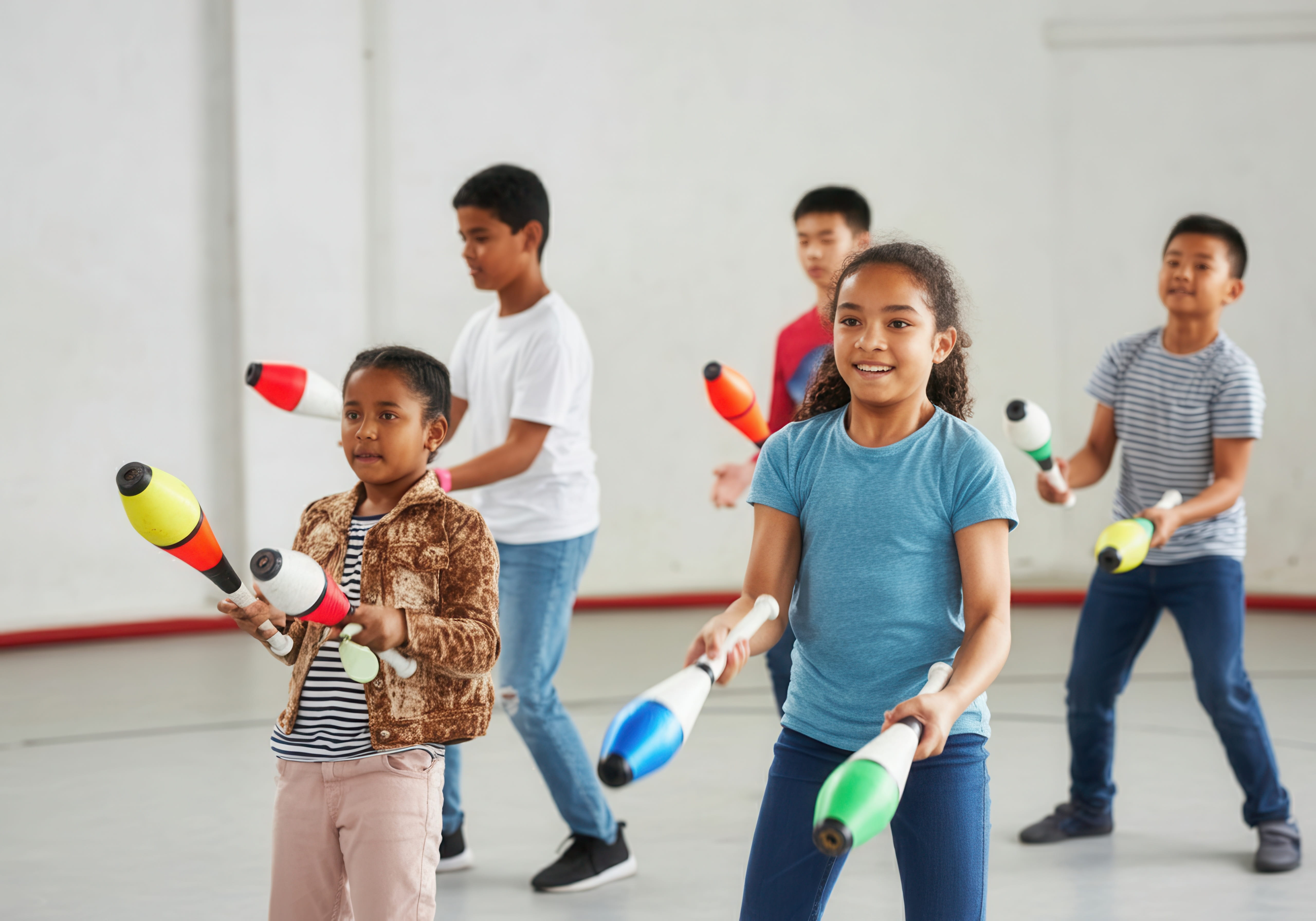 ALT - Children standing holding skittles in their hands smiling and laughing