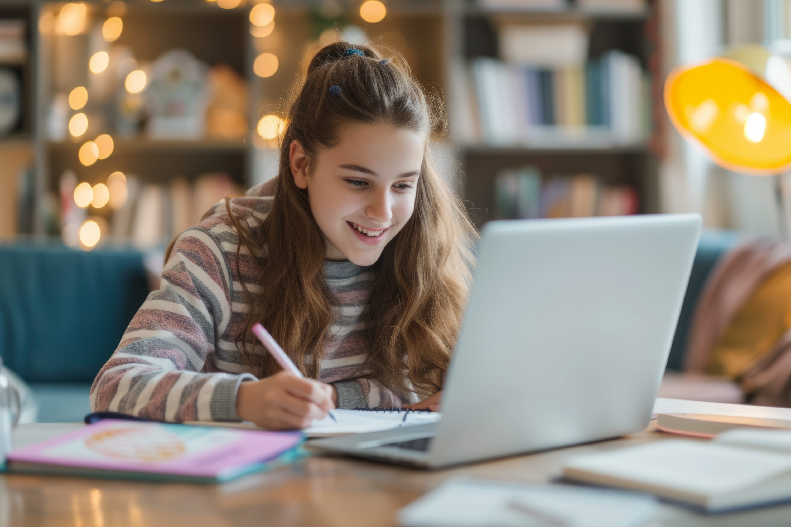 ALT - student sitting at desk on working on a laptop
